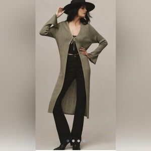 Anthropologie Metallic Olive Cardigan